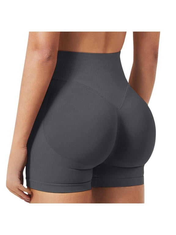 Workout Impact Yoga Shorts for Women Scrunch Lifting Gym Seamless Booty Biker Shorts Dark Gray, XL