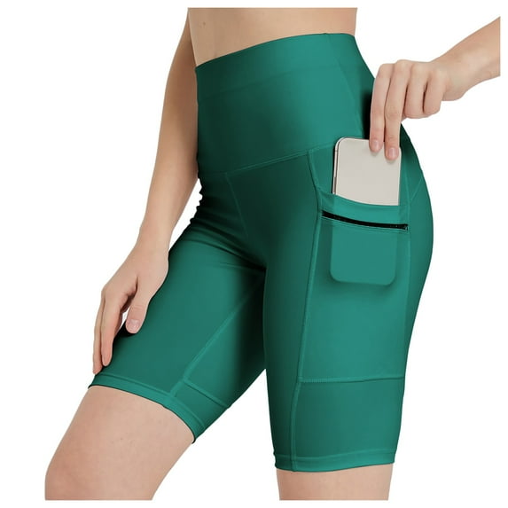 vigerkar Workout Yoga Shorts for Women High Waisted Athletic Shorts Running Biker Shorts with Pockets Green, S