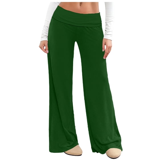 vigerkar Yoga Pants Women Wide Leg Pants High Waist Stretch Dress Loose Casual Lightweight Lounge Sweatpants with Pockets (Green, M)