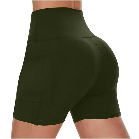 vigerkar Yoga Shorts for Women Compressive High Waisted Sculpting Biker Shorts with Pockets AG, M