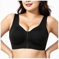 thumbnail image 1 of vigerkar Zip Front Closure Bra Wireless Support Comfort Full Coverage Back Smoothing No Underwire Bralettes Seamless (Black, 5XL), 1 of 5