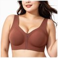 thumbnail image 1 of vigerkar Zip Front Closure Bra Wireless Support Comfort Full Coverage Back Smoothing No Underwire Bralettes Seamless (Brick Red, 3XL), 1 of 9