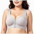 thumbnail image 1 of vigerkar Zip Front Closure Bra Wireless Support Comfort Full Coverage Back Smoothing No Underwire Bralettes Seamless (Light Gray, 2XL), 1 of 9