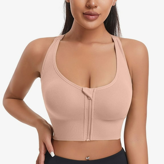 vigerkar Zip Front Closure High Impact Sports Bra for Women Racerback Sports Bra High Support Workout Running Bras Pink, M