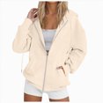 thumbnail image 1 of vigerkar Zip Up Hoodie Women 2026 Y2K Long Sleeve Zipper Crop Sweatshirts Winter Casual Comfy Track Jackets with Pockets Streetwear Style (Beige, XL), 1 of 7
