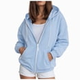 thumbnail image 1 of vigerkar Zip Up Hoodies Long Sleeve Hooded Sweatshirt Women Solid Color Drawstring Women's Hoodie with Pockets Cozy Fleece Lined (Light Blue, XXL), 1 of 9