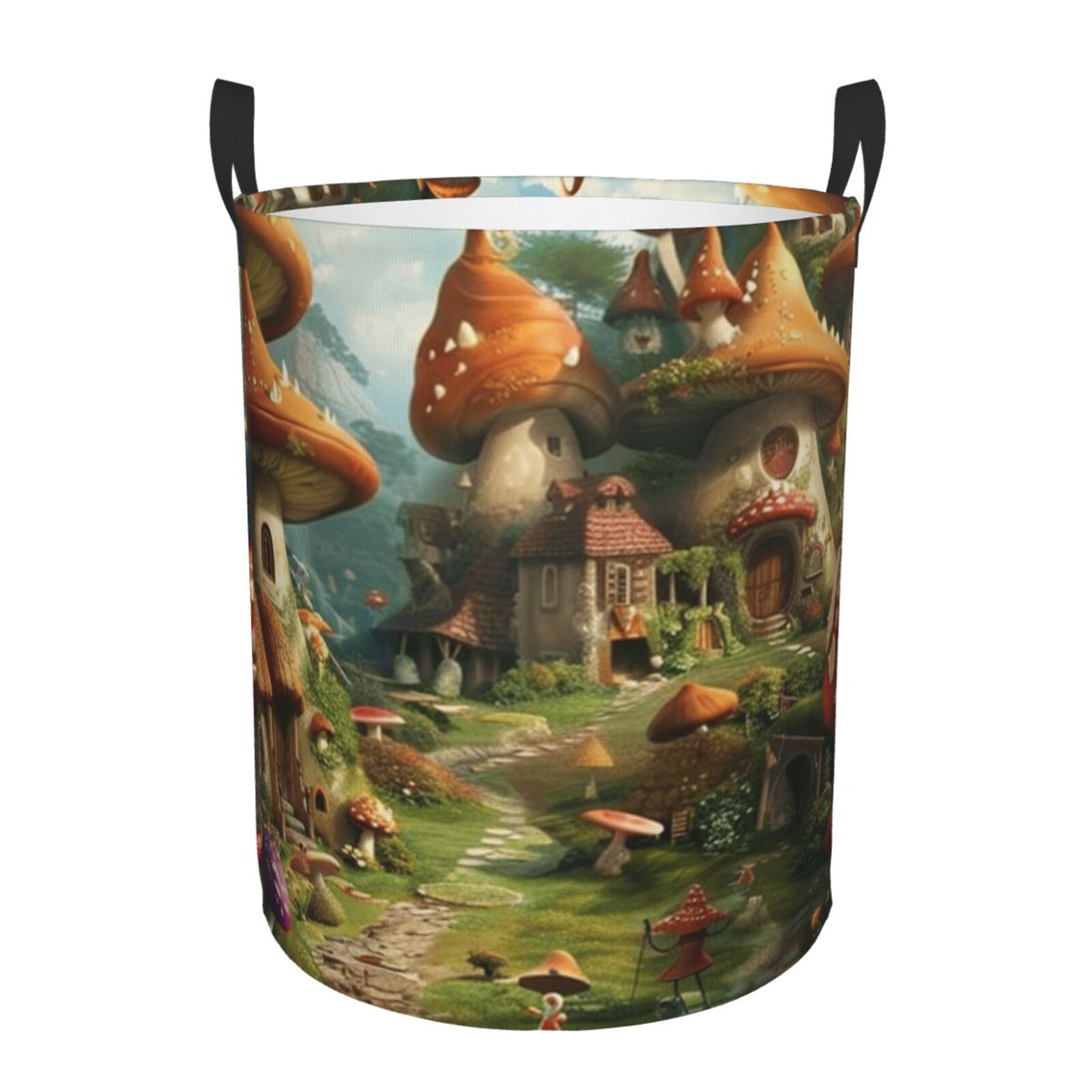 village a playful fantasy Circular Gift Dirty Clothes Storage Bucket