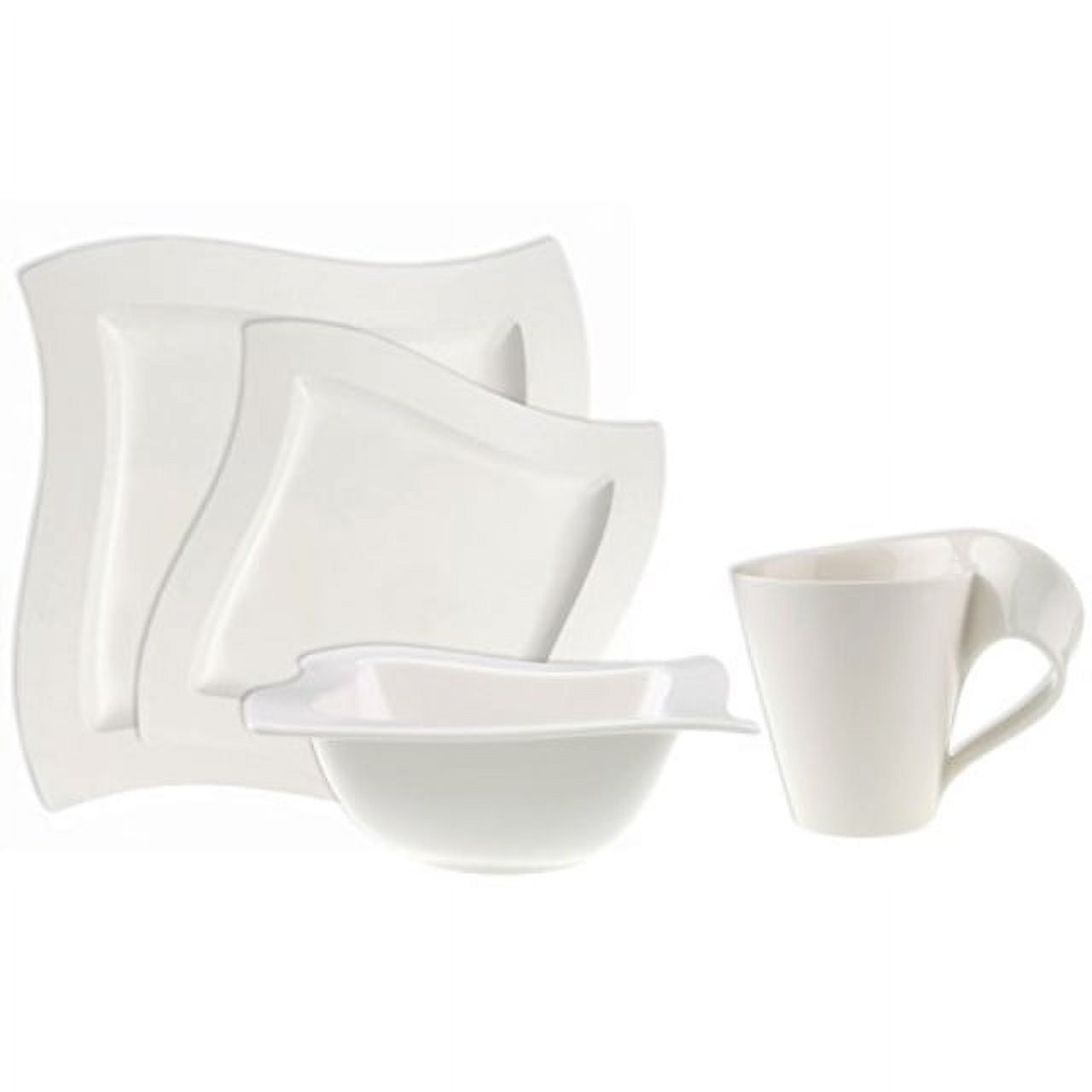 villeroy & boch 4003683463816 new wave 4-piece place setting dinner, salad plate, bowl, and mug - premium porcelain, set of 4 (variable), dinnerware - image 1 of 5