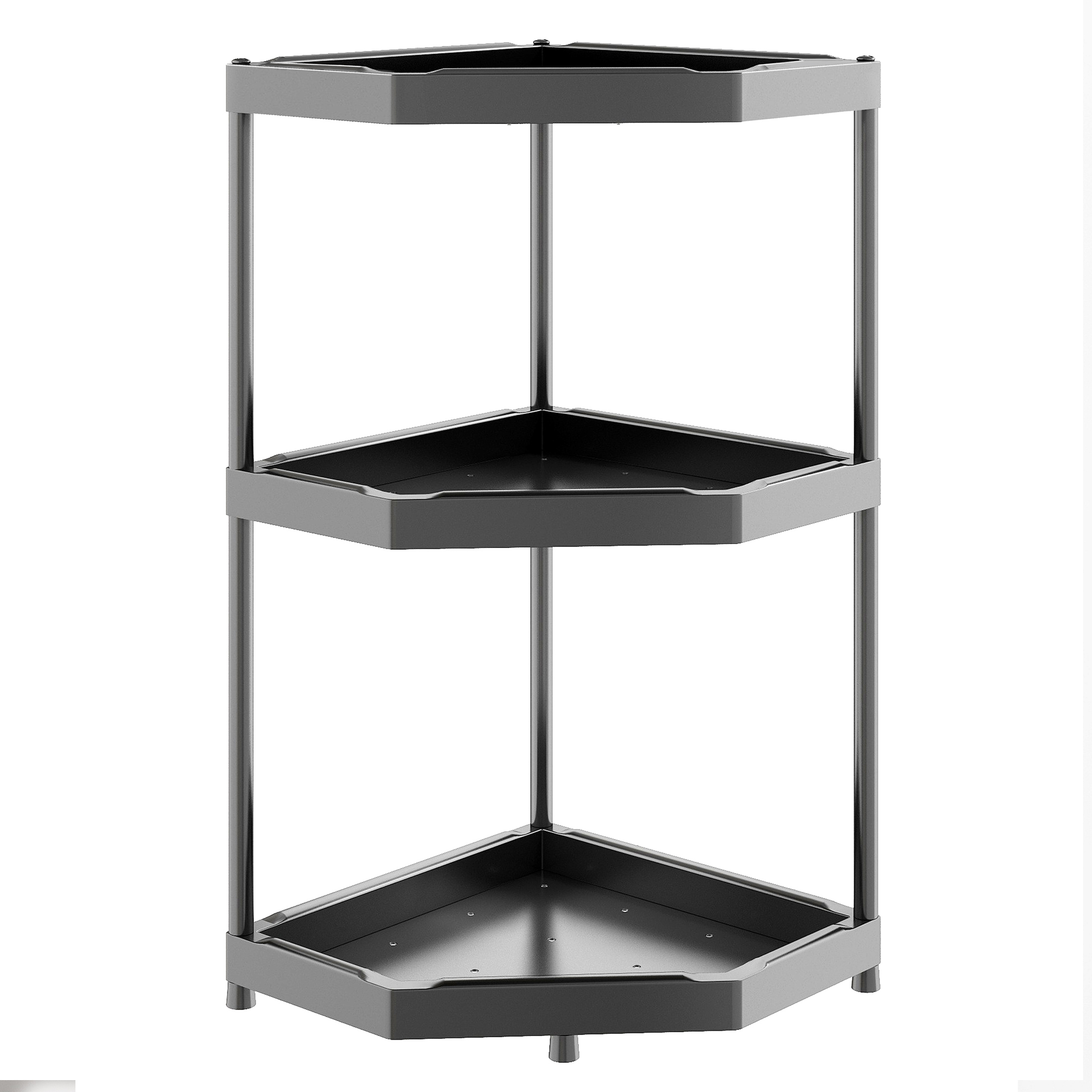 Organize It All Jumbo 3 Tier Corner Helper Shelf in Chrome