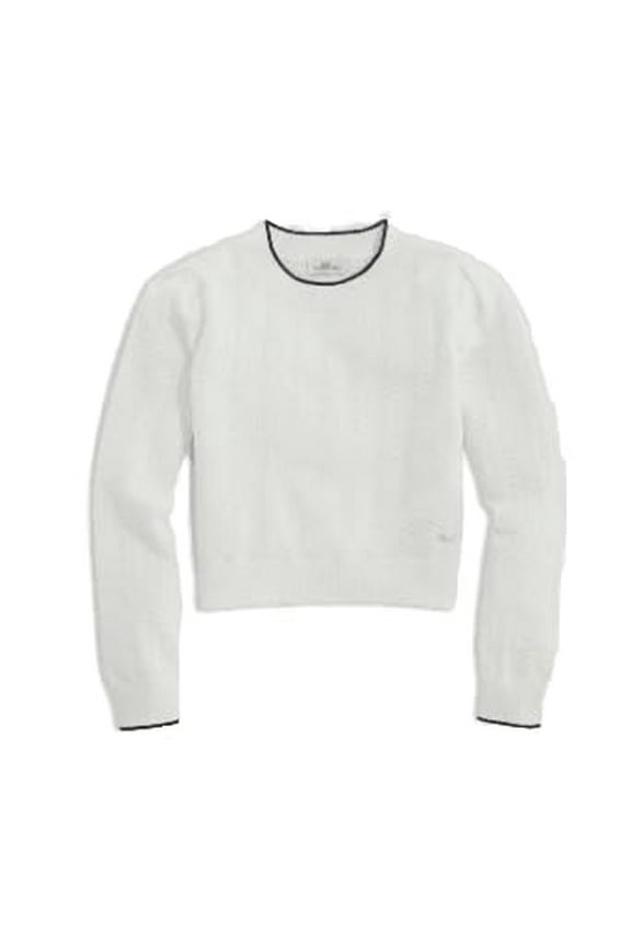 Girls Novelty Stitch Puff Sleeve Crew Sweater, Marshmallow, XL