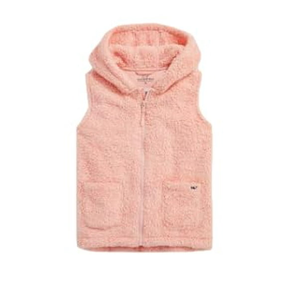 vineyard vines Girls Teddy Hooded Vest, Pink Blossom, XL (16)