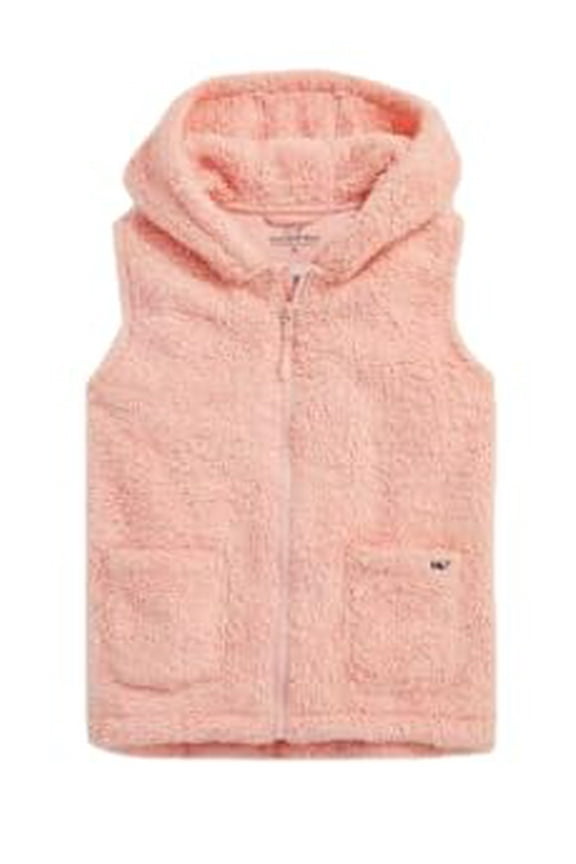 Girls Teddy Hooded Vest, pink Blossom, Medium (10-12)