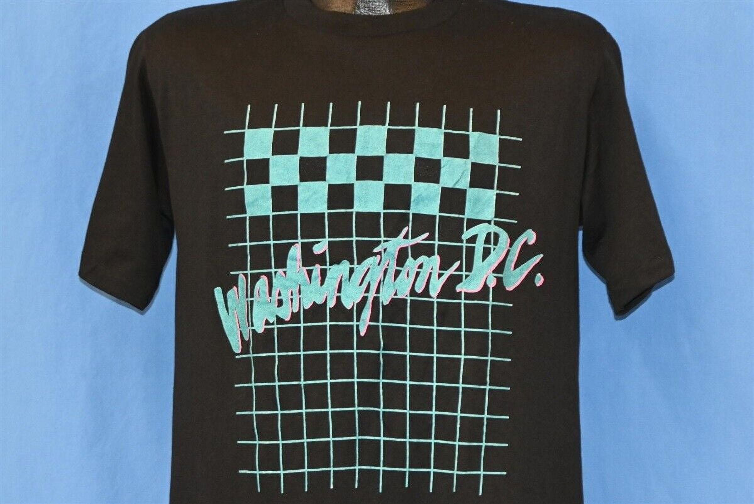 vintage 80s WASHINGTON DC US CAPITAL CITY NEON BLACK TOURIST tshirt