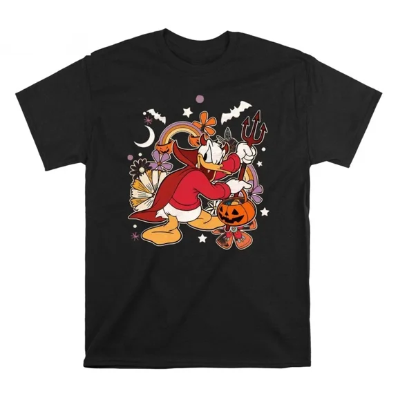 vintage Donald Duck Halloween Black T-Shirt