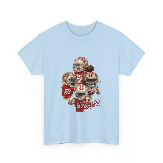 vintage Exclusive San Francisco 49ers Niner D Adult Unisex Short Sleeve Tee - Bosa, Warner, Hufanga, Greenlaw-TH27059