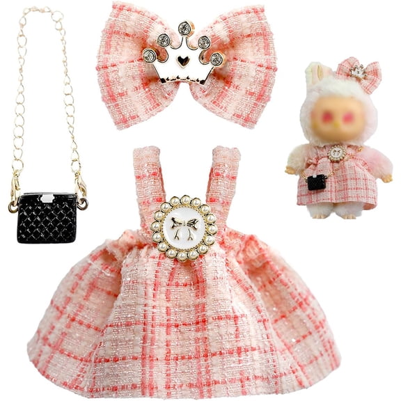 vintage Luxury Doll Outfit Clothes Set for 17cm Dolls, Premium Fashion Hat Overalls Sweater Bag Dress Jumpsuit for Dolls Accessories (NO Doll)
