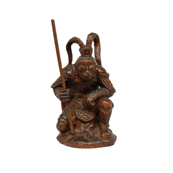 vintage Monkey King statue room decor sculpture wood carving carved child gift decoration wall desk Study souvenir amusing