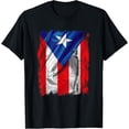 thumbnail image 1 of vintage Puerto Rico flag for men women kids and family T-ShirtMen's and women's gift, black and white T-shirt, size: Extra large S-4XL, 1 of 4