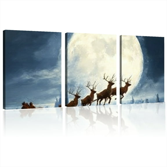 vintage Santa Claus print framed canvas wrapped canvas, modern wall art for bedroom, living room, and corridor, ideal decor and room decoration gift (wrapped canvas) 12*16inch*3pcs