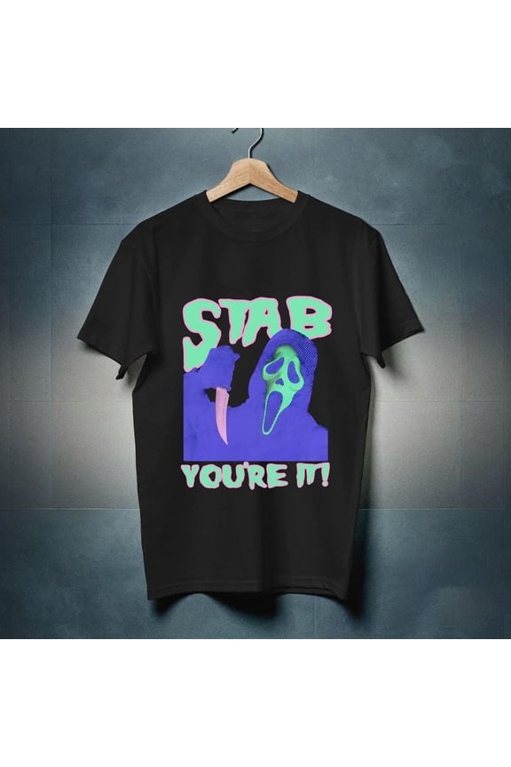 vintage Scream Movie Ghost Face Men's Stab You're It Short Sleeve T-Shirt-TH37723