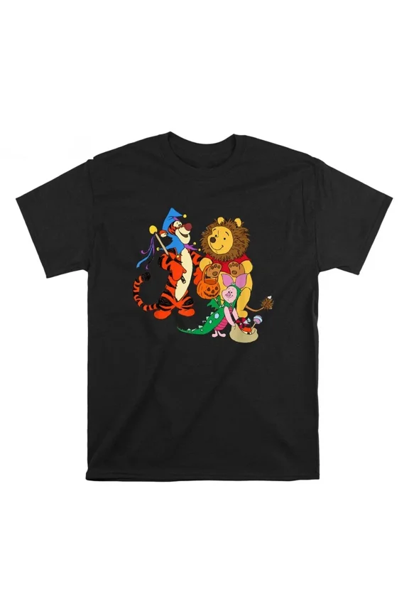 vintage Winnie The Pooh And Friend Halloween Costume Black T-Shirt