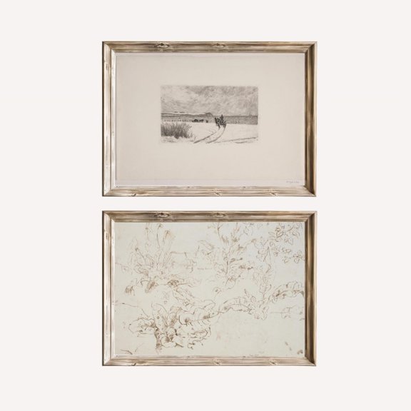 vintage beach sketch grandmillenial decor coastal seascape botanical sketch vintage landscape sketch neutral gallery printable Poster Set 2