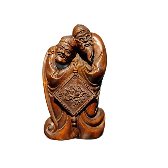 vintage carved 5 year anniversary gift couple wooden sculpture figura decorativa room Study souvenir hobby collect