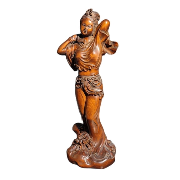 vintage christmas boxwood beauty figurine sexy Gift dance girl Dream carving art