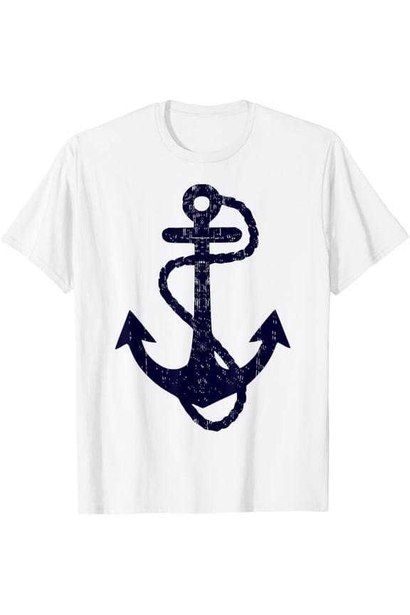 vintage distressed sailing boat nautical grungy navy anchor T-Shirt mens t shirt,white,women,funny,misfits,men,journey