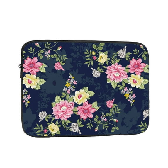 vintage flower navy color 17 inch Portable Laptop Sleeve Compatible with MacBook Air Notebook Computer Case for Men Women College School Students