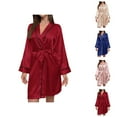 thumbnail image 1 of vintage inspired pajama sets for women 1950s style button down sleepwear Women's Home Pajamas Women's Imitation Silk V Neck Pajamas Home Wear, 1 of 4