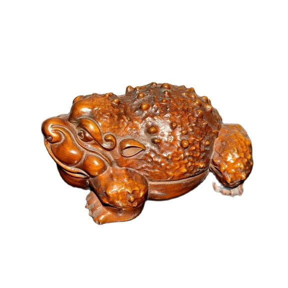 vintage sculpture wooden toad Spittor mascot gift wood carving carved decor room