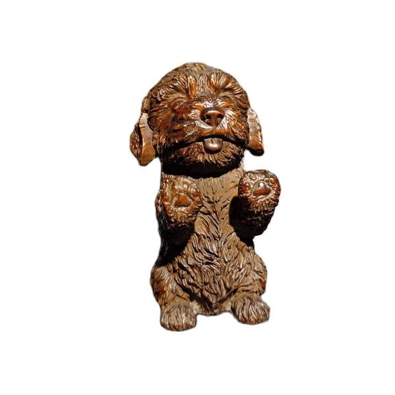 vintage wood carved wooden sculptures Foo Dog statue gift mini Poodle pet miss