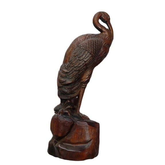 vintage wood carving home decor wooden sculpture Boxwood bird crane statue fine desk Study souvenir amusing