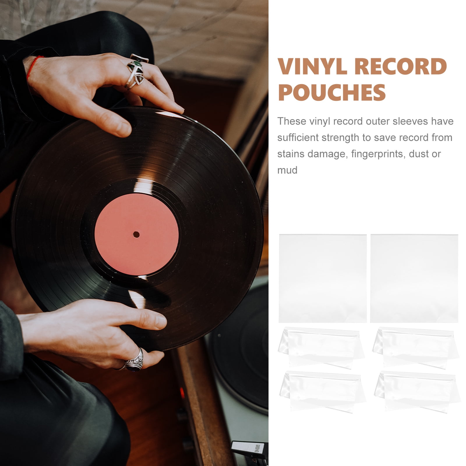 vinyl sleeves for records 30Pcs Outer Vinyl Record Sleeves Covers Adhesive Plastic Record