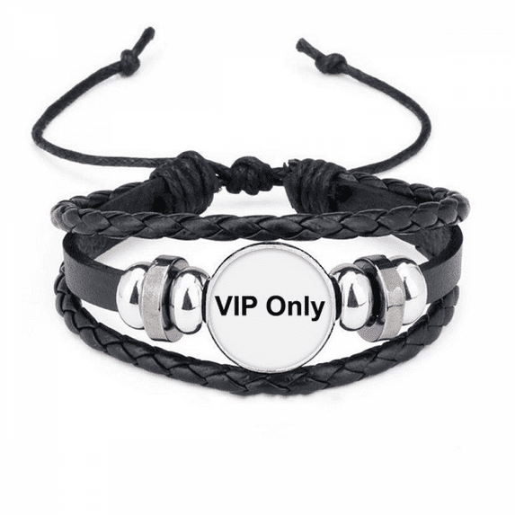 vip only black symbol pattern bracelet braided leather woven wristband