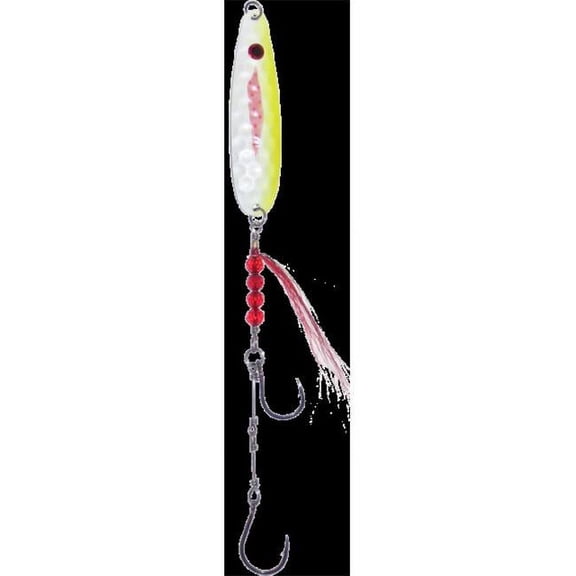 viper spoon ss20 buck tail model spoon, bleeding pearl chartreuse