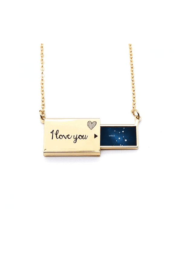 virgo constellation zodiac sign letter envelope necklace pendant jewelry