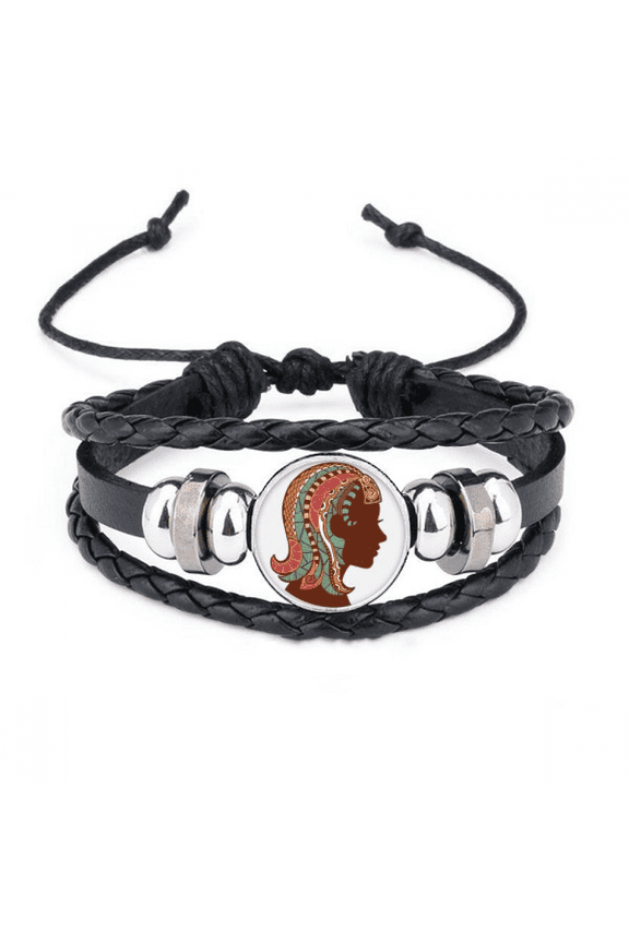 virgo constellation zodiac symbol bracelet braided leather woven wristband
