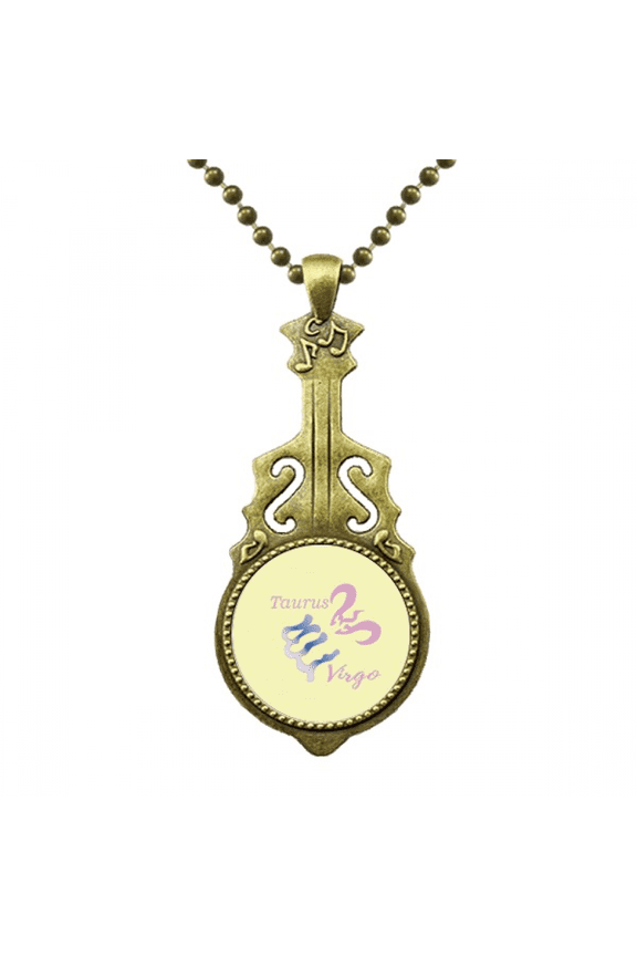 virgo taurus constellation necklace antique guitar jewelry music pendant