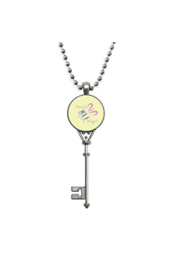 virgo taurus constellation pendant vintage necklsilver key jewelry