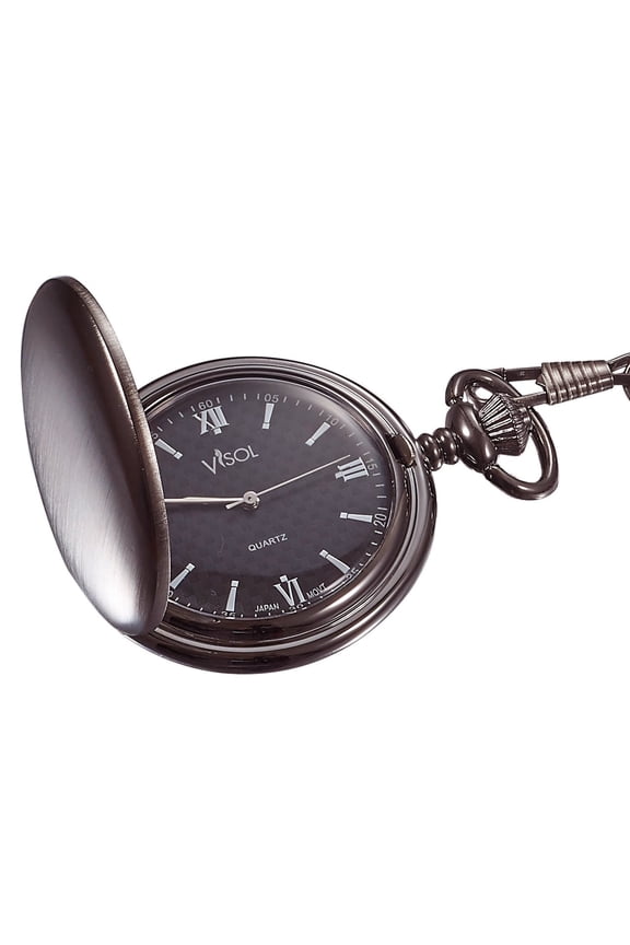 visol benson brushed gunmetal japanese quartz pocket watch