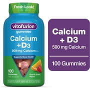 Vitafusion Fruit and Cream Flavored Chewable Calcium Gummy Vitamins, 100 Count