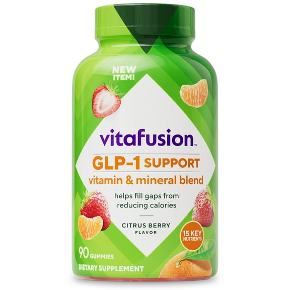 vitafusion GLP-1 Support Multivitamin, Adult Gummy Vitamin, 15 Nutrients, Citrus Berry Flavor, 90ct