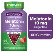 vitafusion Max Strength Melatonin Sleep Aid Gummy Supplements, Strawberry Flavor, 10 mg, 100 Count