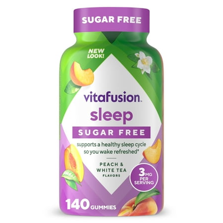 vitafusion Melatonin Sugar Free Sleep Aid Gummy Vitamins, White Tea & Peach Flavor, 3 mg, 140 Count