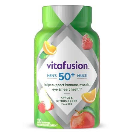 vitafusion Men's 50+ Daily Multivitamin Gummies with B Vitamins to Support Heart Health, 120 Count
