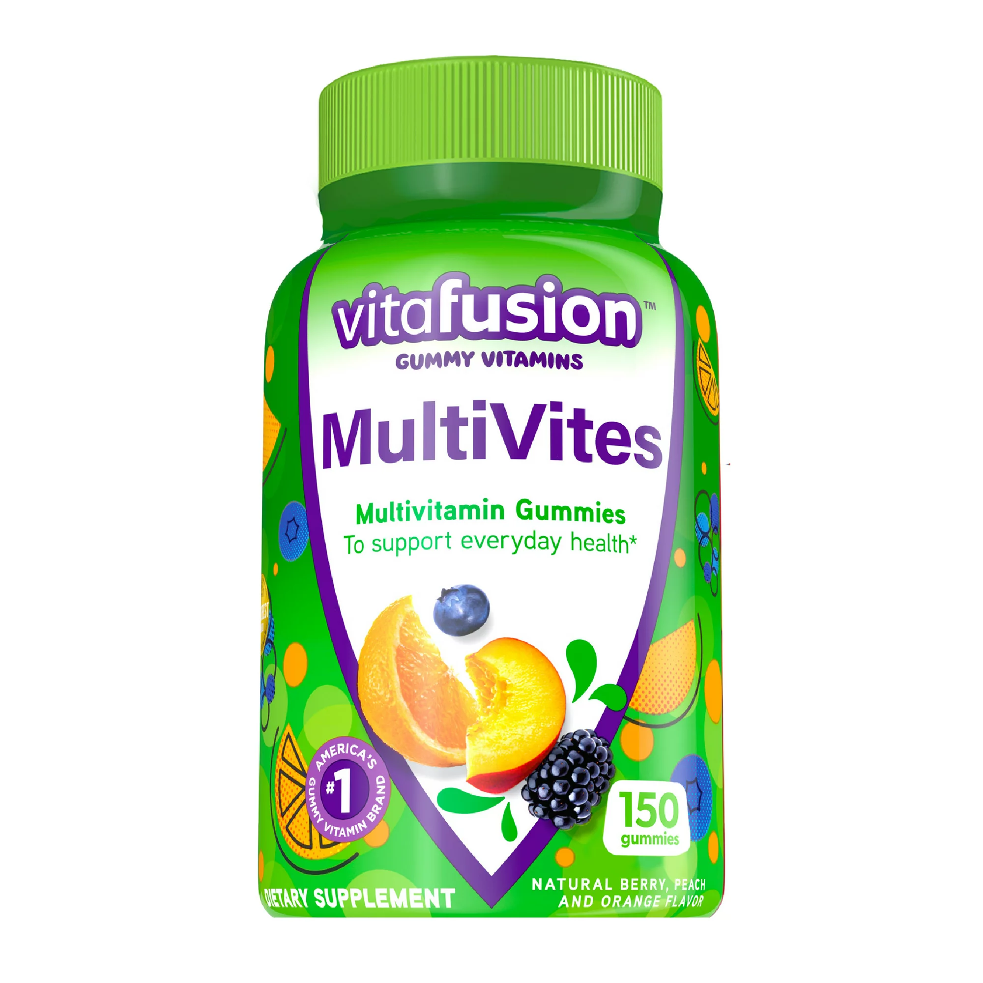 vitafusion MultiVites Gummy Multivitamins for Adults, Berry, Peach and