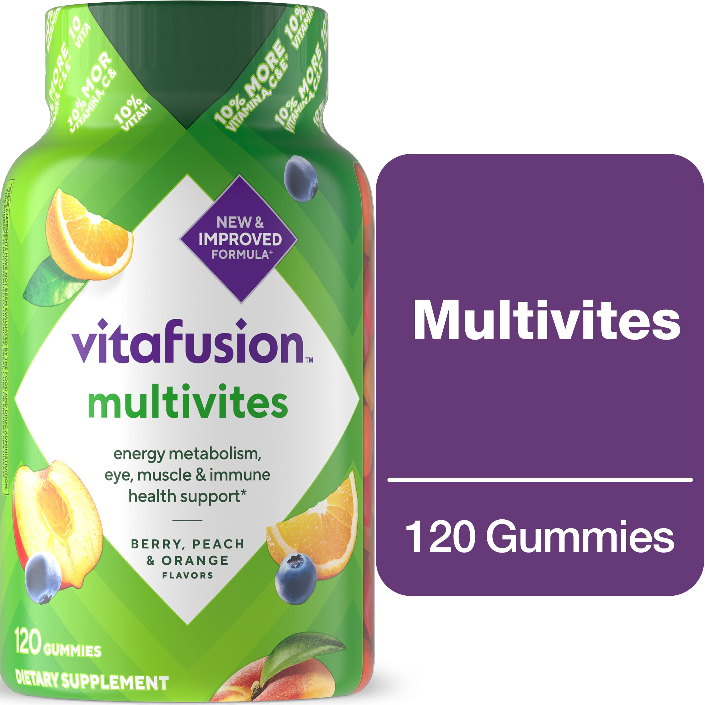 vitafusion MultiVites Gummy Multivitamins for Adults with 10% More Vitamins A, C, & E, 120 Count