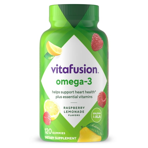 vitafusion Omega-3 Gummy Vitamins, Berry Lemonade Flavor Heart Health Vitamins(1), 120 Count